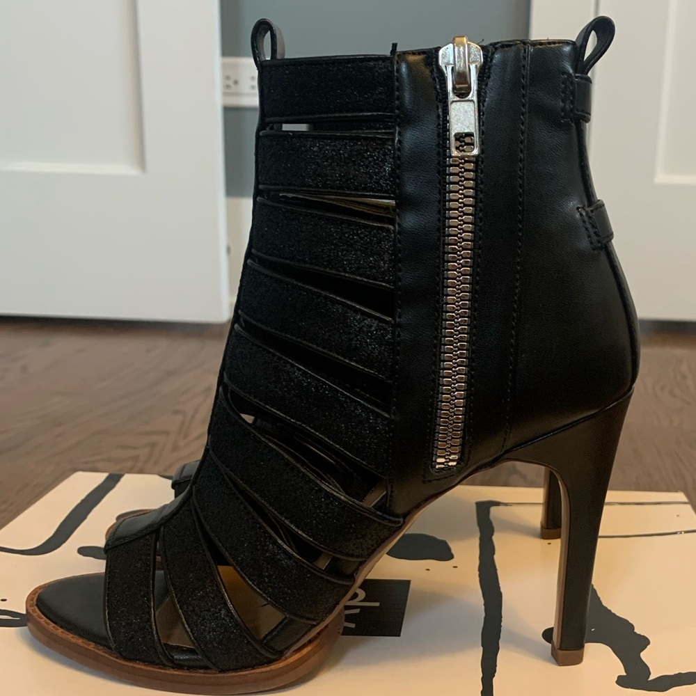 Dolce Vita Shani High Heel Leather Sandal Black Women Sz 6.5